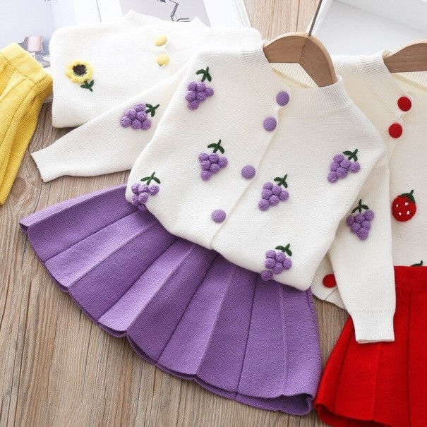 Pulover și fustă pentru fete L1213 violet 3