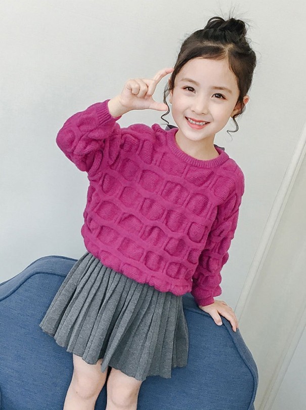 Pulover și fustă pentru fete L1451 violet 8 Pulover și fustă pentru fete L1451 violet 8
