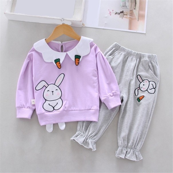 Pulover și pantaloni pentru fete L1358 violet deschis 12-18 luni