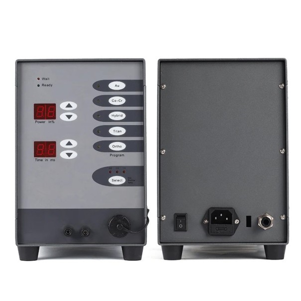 Pulsacyjna spawarka punktowa z cyfrowym wyświetlaczem 50-600 A 100 W 220 V 28 x 15,5 x 23,5 cm szara do lutowania biżuterii i uzupełnień dentystycznych 1