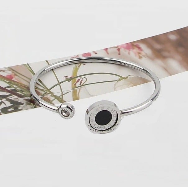 Pulseira aberta feminina H282 prateado
