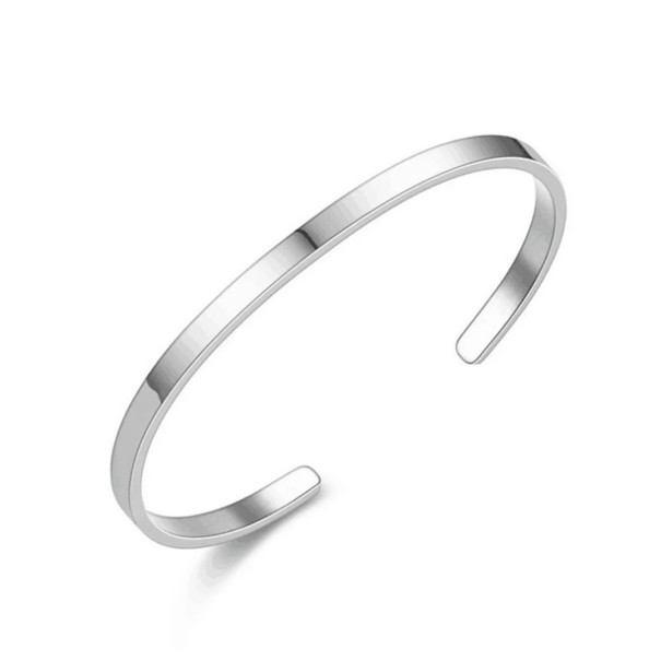 Pulseira aberta simples para mulheres Pulseira metálica elegante para uso diário Pulseira feminina estilosa design minimalista 4 mm prateado