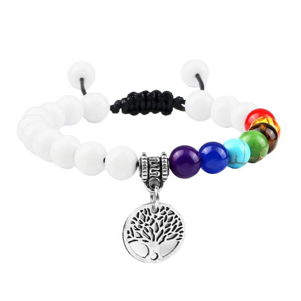 Pulseira ajustável das sete chakras Z262 prateado