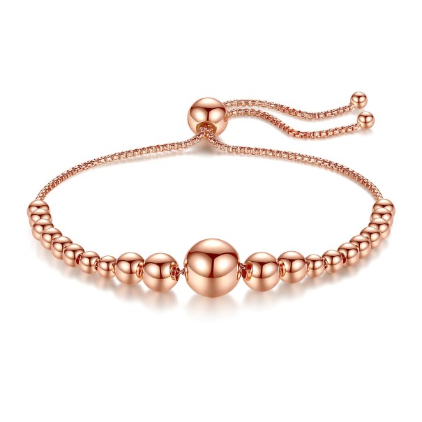 Pulseira ajustável feminina com bolas rosa velho