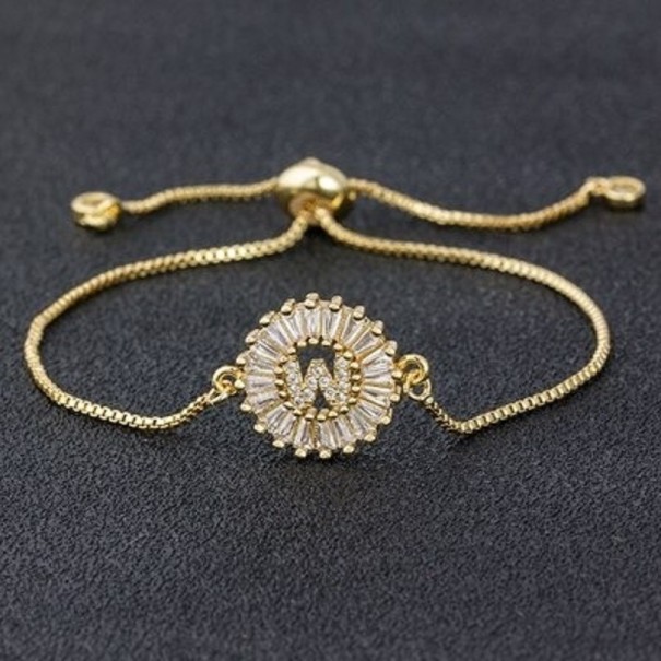 Pulseira ajustável feminina com letra W