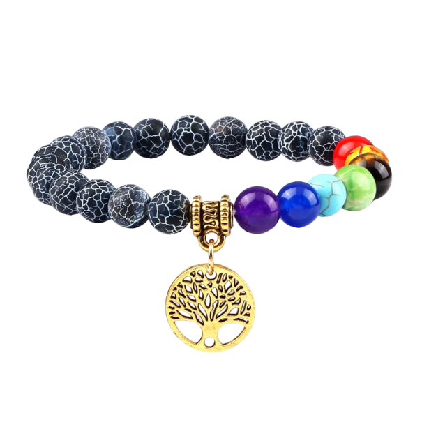 Pulseira das sete chakras Z259 dourado