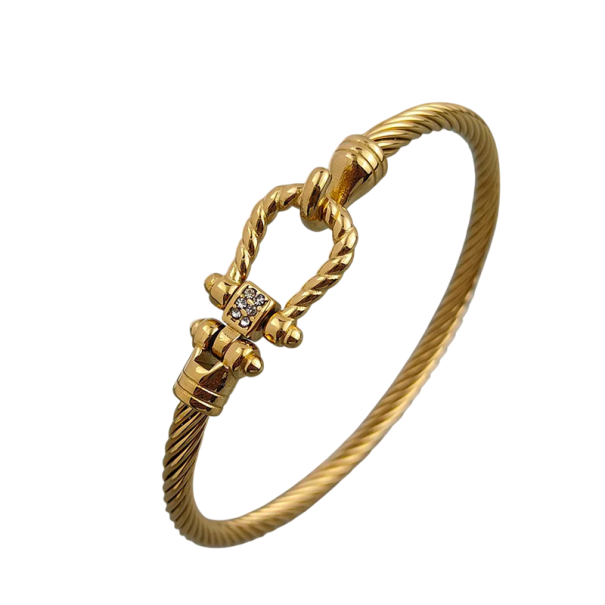 Pulseira de arame em aço inoxidável 62 mm em forma de ferradura à prova de água unissexo joia moderna para uso diário dourado
