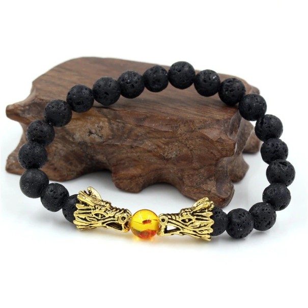 Pulseira de contas masculina com dragões 19 cm 4