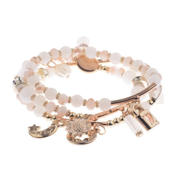 Pulseira de contas para senhora 3 pcs H677 branco