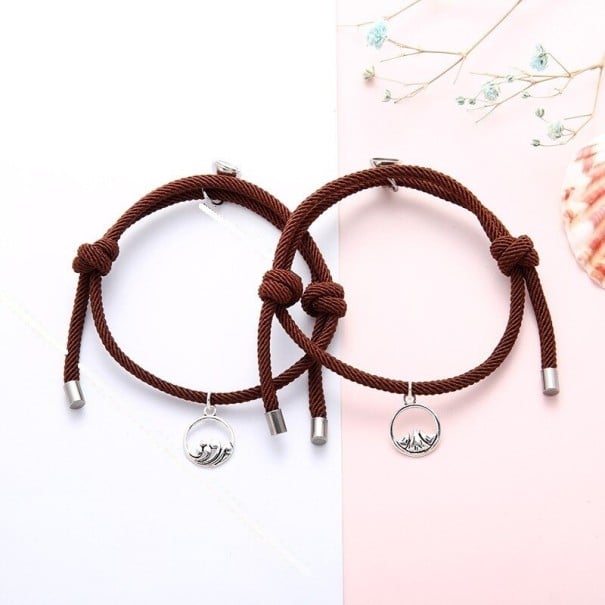 Pulseira de cordão magnético para casais 2 pcs borgonha