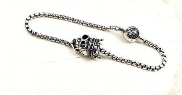 Pulseira de corrente feminina com caveira 16 cm