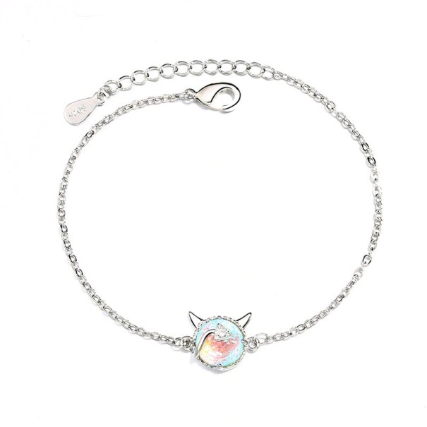 Pulseira de corrente feminina com pedra e chifres 1