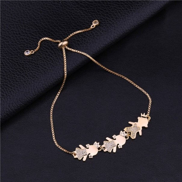 Pulseira de corrente feminina família dourado 9