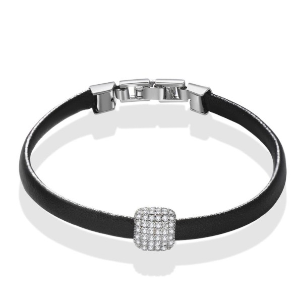 Pulseira de couro feminina com pérola 1