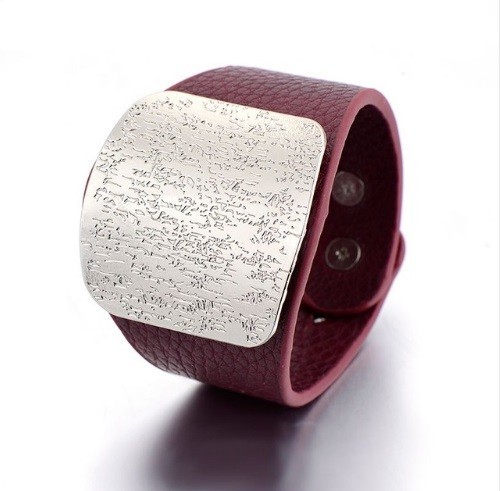 Pulseira de couro feminina J2852 castanho