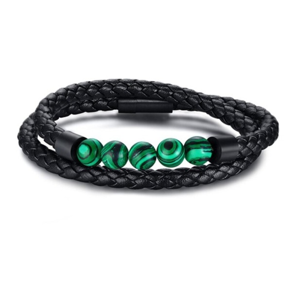 Pulseira de couro masculina H252 20,5 cm 6