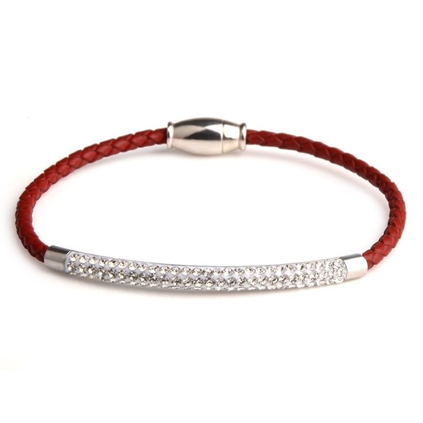 Pulseira de couro masculina H432 vermelho 17 cm