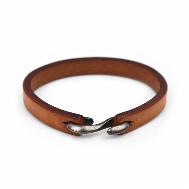 Pulseira de couro para homem H307 castanho claro 18,5 cm