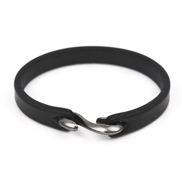 Pulseira de couro para homem H307 preto 20 cm
