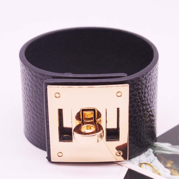 Pulseira de couro para senhora H368 preto