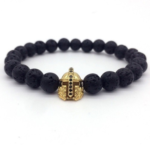 Pulseira de moda com pedras de lava J2576 dourado