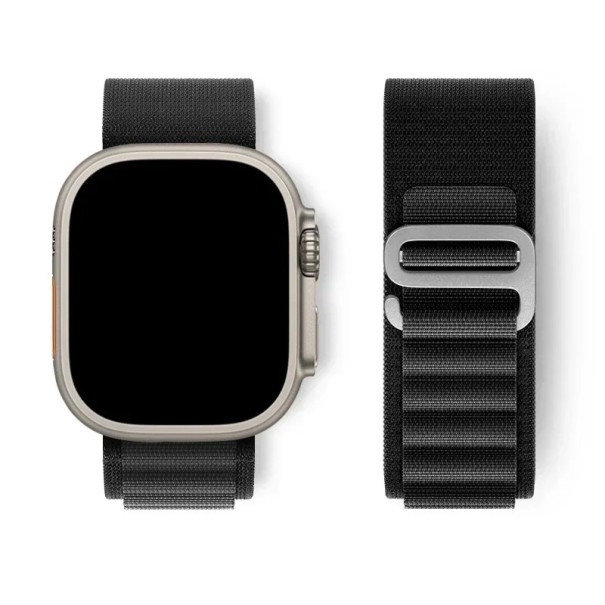 Pulseira de nylon desportiva Alpine Loop para Apple Watch 40 mm 41 mm 42 mm 44 mm 45 mm 46 mm 49 mm Pulseira resistente para Series 1–10 SE Ultra preto