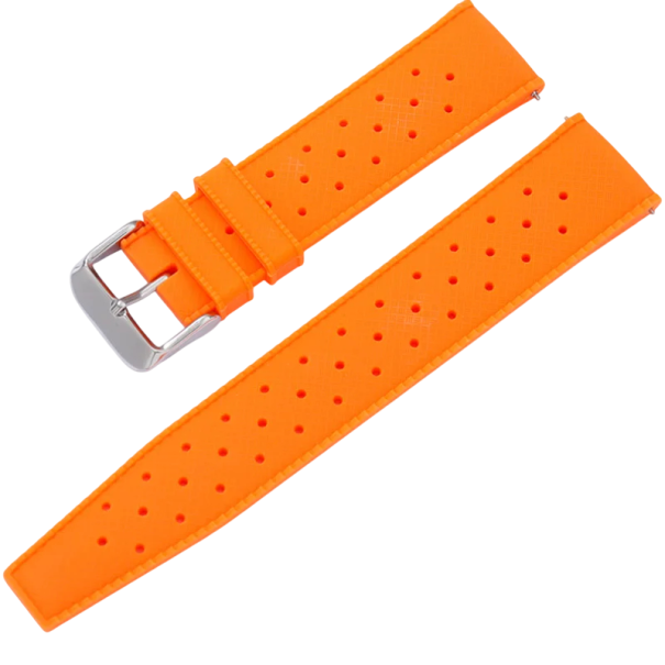 Pulseira de relógio 20 mm para Oris Seiko Citizen Pulseira desportiva tropical em silicone Pulseira de substituição à prova de água para relógios clássicos e de mergulho laranja
