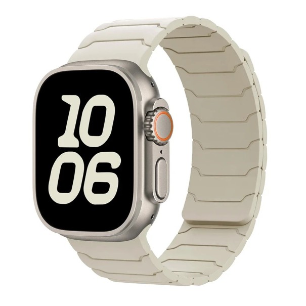 Pulseira de silicone magnética para Apple Watch 38 mm 40 mm 41 mm e S10 42 mm Ajustável, confortável e com fecho magnético para uso diário branco