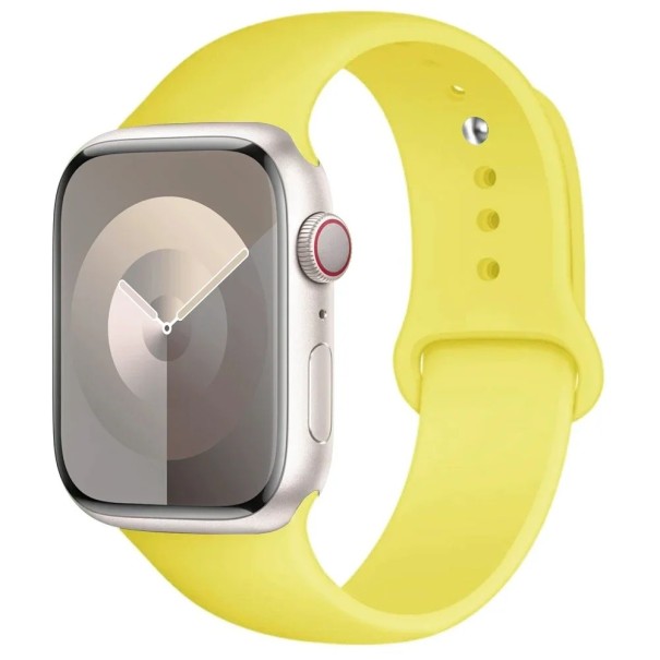 Pulseira de silicone para Apple Watch Series 9 8 7 6 5 4 3 SE Ultra 2 49 mm - 42 - 44 - 45 mm M-L À prova de água, suave amarelo claro