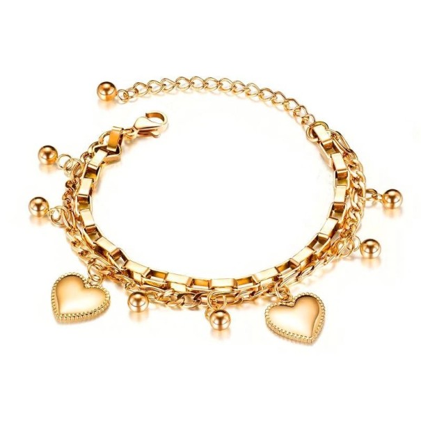 Pulseira dupla de corrente para senhora dourado