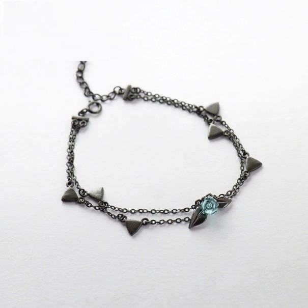 Pulseira dupla feminina com rosa 1