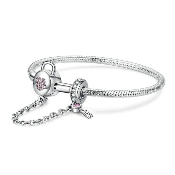 Pulseira feminina chave para o coração 17 cm