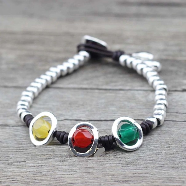 Pulseira feminina com contas H372 2