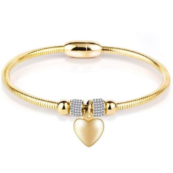 Pulseira feminina com coração H317 dourado