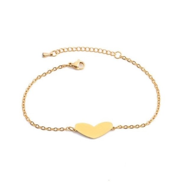 Pulseira feminina com coração P106 dourado