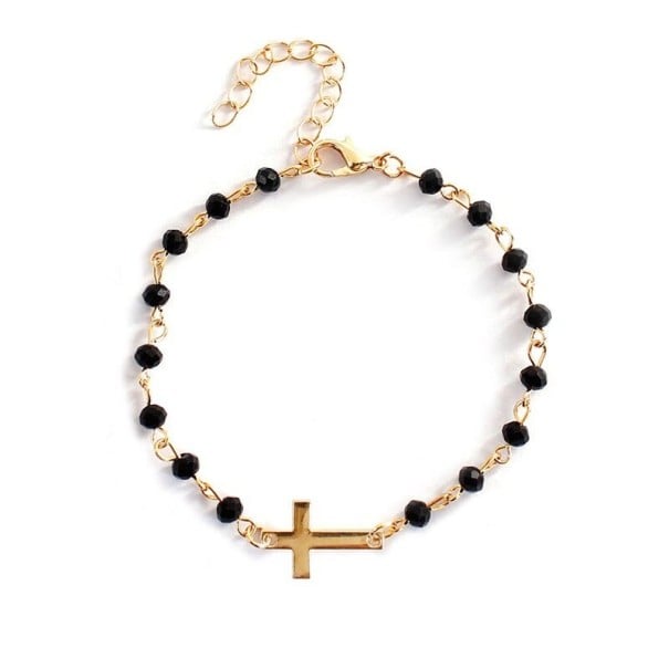 Pulseira feminina com cruz H653 dourado