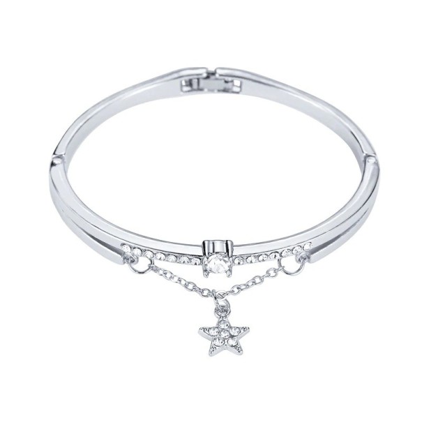 Pulseira feminina com estrela prateado
