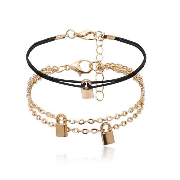 Pulseira feminina com fechos 2 pcs dourado
