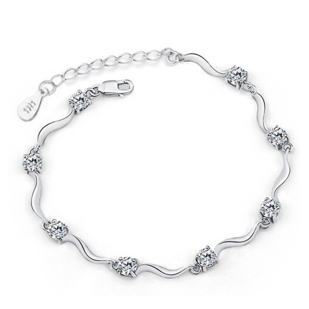 Pulseira feminina com pedras P64 prateado