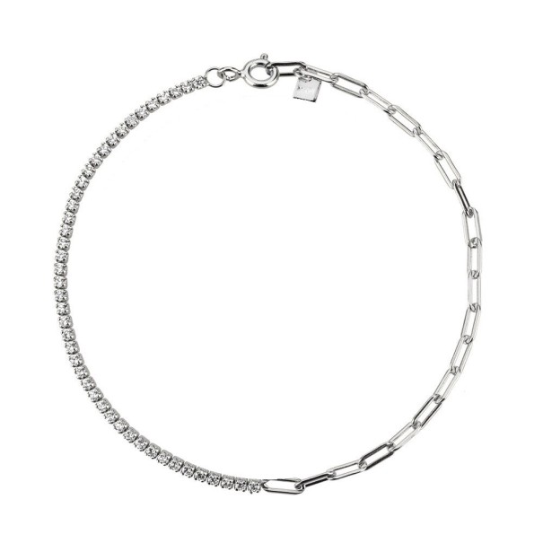 Pulseira feminina com pedras P81 prateado 1