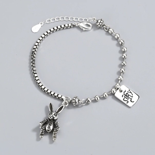 Pulseira feminina com pendente de coelho 1
