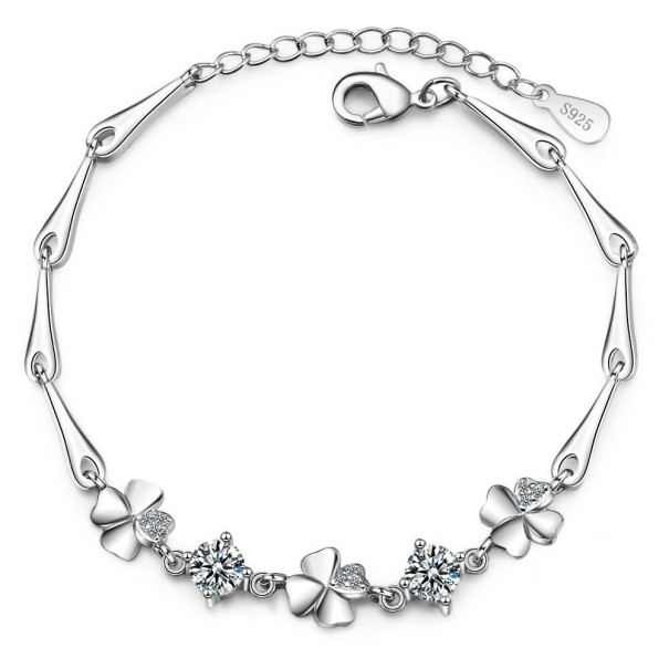 Pulseira feminina com trevos e pedras branco