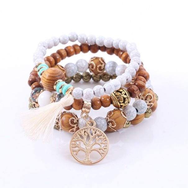 Pulseira feminina de várias camadas H261 branco