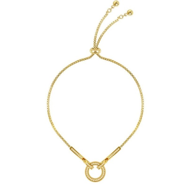 Pulseira feminina em forma de círculo com pedras dourado