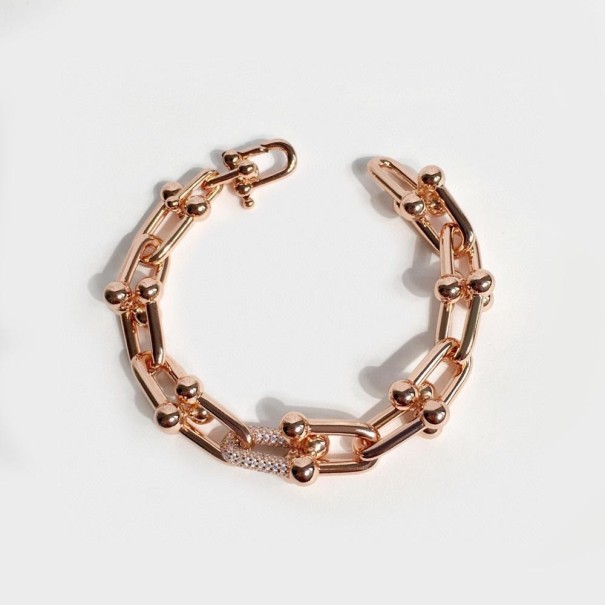 Pulseira feminina maciça H414 rosa velho