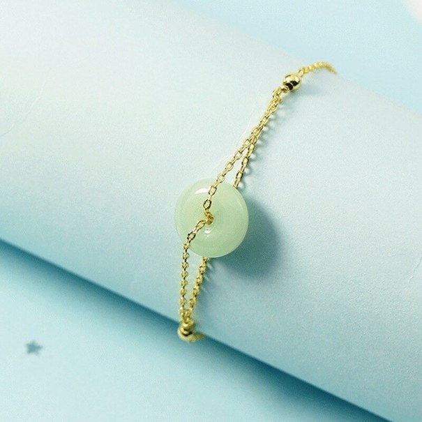 Pulseira fina feminina com contas verde claro