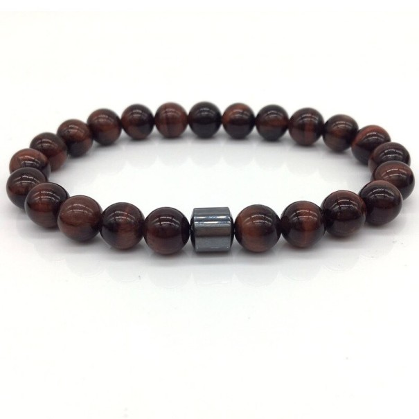 Pulseira masculina de contas com hematite 23
