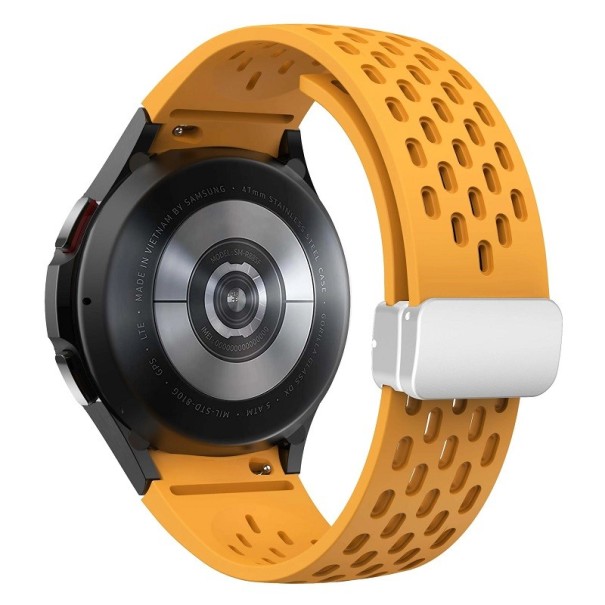 Pulseira para relógio Samsung Galaxy Watch 5 Pro 45 mm Pulseira de silicone com fecho branco amarelo