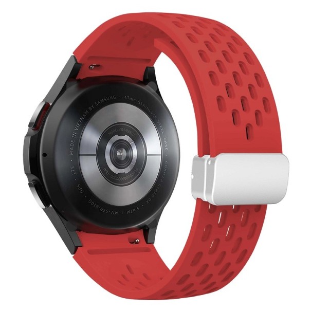 Pulseira para relógios Samsung Galaxy Watch 4/6 Classic Pulseira de silicone com fecho branco vermelho