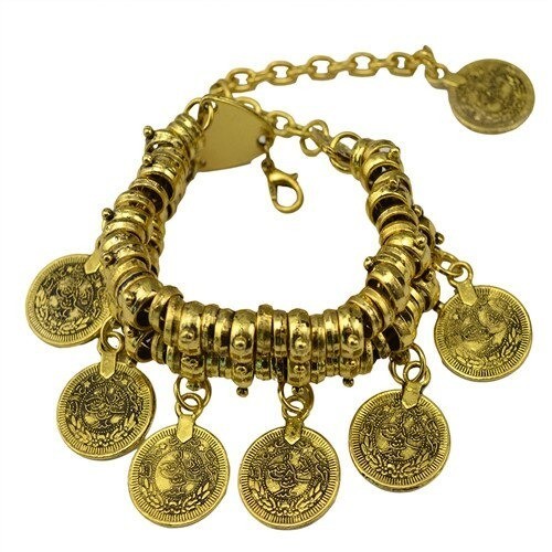 Pulseira vintage com pendentes dourado